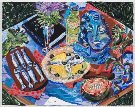 Kate Pincus-Whitney, Feast in the Neon Jungle: Artichokes and Anchovies, 2020