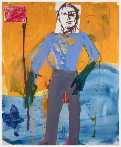 Flag Man, 2019, Acrylic and enamel on canvas with collage